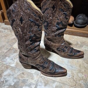 Corral Woman's Boots Size 8.5 M Leather Brown Black Cowgirl C1957 USA